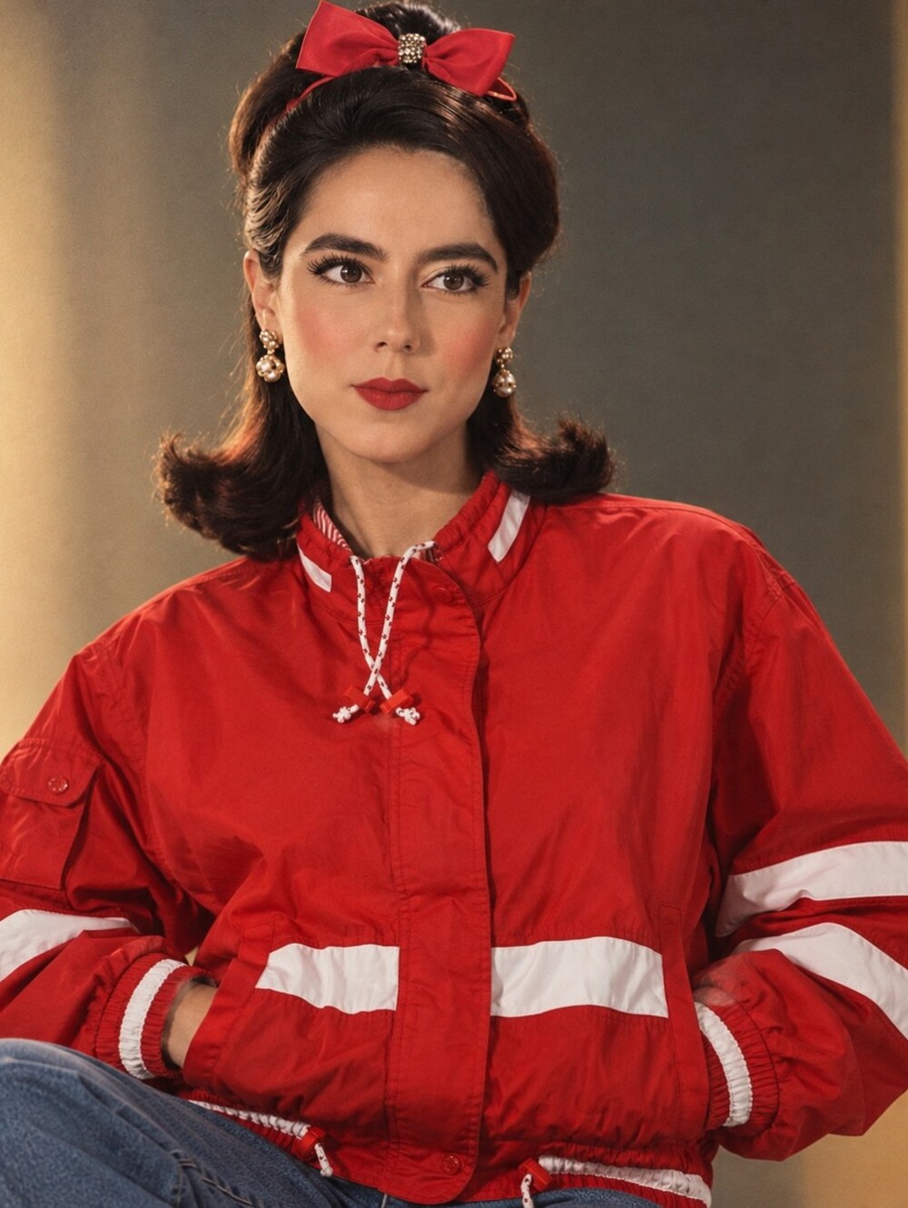 Vintage Spirit Izzi Red and White Men's Windbreaker Jacket